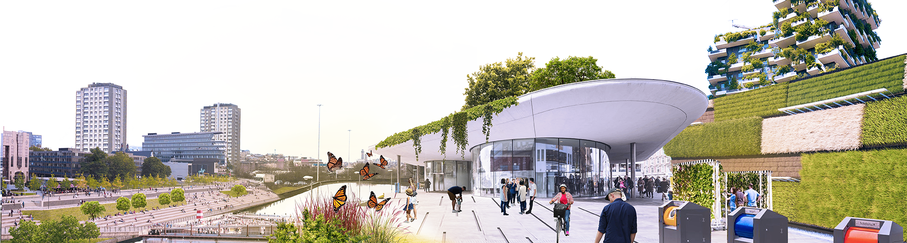 Postcard from the Future (image : Studio for New Realties) > imaging a Centre Centre with a nature network of green-blue open spaces for communities to enjoy