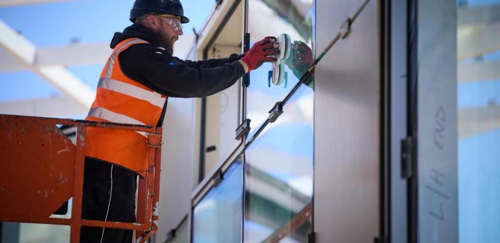 123029-St Helens Transport Interchange-glass-installation2-1030x688